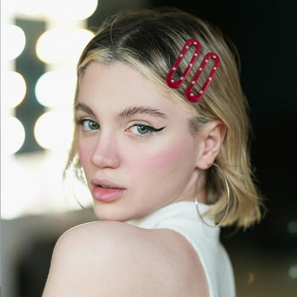 20 PCS Small Rectangle Hair Barrettes For Women Non Slips Snap Clips For Thin Fine Hair,Bright Red,1.97 x 0.55Inch - color: Bright Red