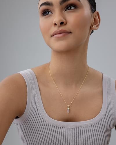 PAVOI Gemstone Charm Necklace for Women - 14K Gold Plated Pendant Necklaces | Dainty Gemstone Necklaces with Cute Charms Set and Adjustable Chain, Trendy Healing Crystal Pendants - style: Turquoise Crystal