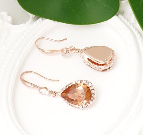 Crystal Drop Earrings for Women Cubic Zirconia Teardrop Earrings Sparkling Rhinestone Dangle Earring - color: Gold Champion