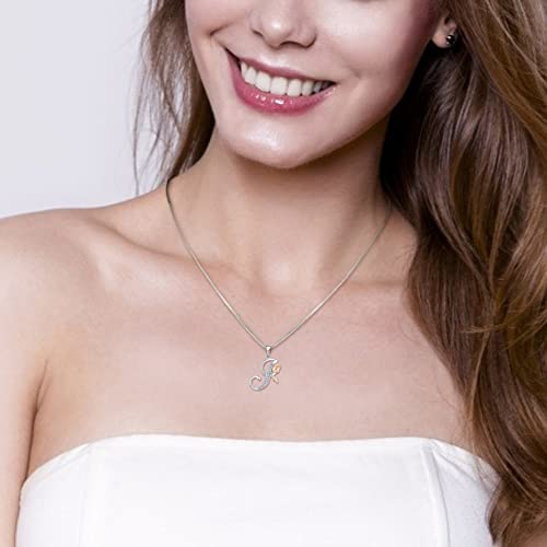 STARCHENIE Initial Necklace for Women Sterling Silver Letters 26 Alphabet Pendant Rose Flower Jewelry Gifts for Family Sisters Friend - color: I