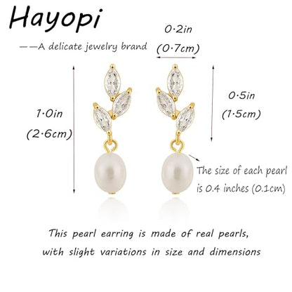 Pearl Earrings for Women:Gold Wedding Dangle Drop Earring Pearl Jewelry | 14K Gold Plated Pearl Drop Earrings for Women,Dainty Wedding Bride Earring Studs,Gold Dangle Drop Earring,Waterproof Jewelry - size: 1 pcs-3