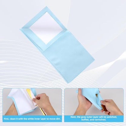 Penitue 4pcs Silver Jewelry Cleaner Kit, 2pcs Silver Cleaning Cloth & 2pcs Soft Brushes for Coins Diamonds Bracelets Rings Watches Tarnish Removal & Scratch-Free Cleaning Polishing