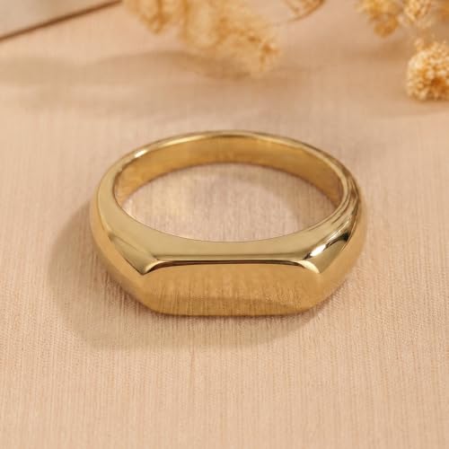 PCY Stainless Steel Gold Plated Men Women Band Ring - color: 6mm Gold CYJ