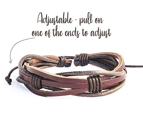 Mens Leather Bracelet Braided Brown Rustic Gift For Dad Fathers Day Cuff Wrist Band Rope Bracelet for Guys
