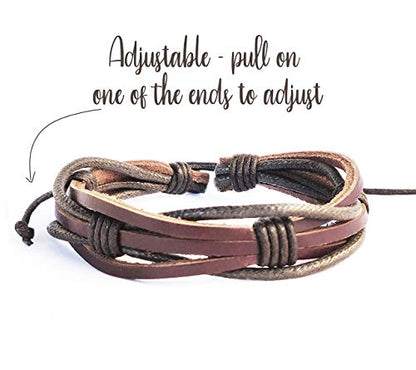 Mens Leather Bracelet Braided Brown Rustic Gift For Dad Fathers Day Cuff Wrist Band Rope Bracelet for Guys