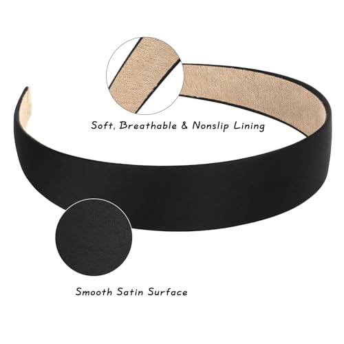 Wecoe Black Headbands for Women 16pcs 1 Inch Wide Satin Headbands | Great for daily wear, festive looks & DIY crafts - color: Set A