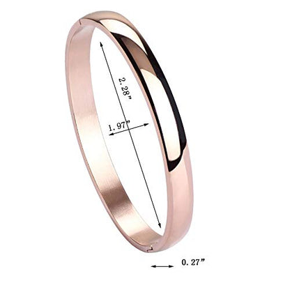 Stainless Steel Bracelet for Women High Polished Bracelet Grooved Cuff Bangle 7" - style: 6mm Wide