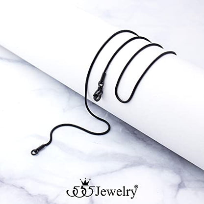 555Jewelry 1.2mm Stainless Steel Snake Chain Necklace for Men & Women, 16-28 Inch - color: Black