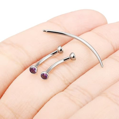 F136 Titanium 16g 6/8/10mm Eyebrow/Rook/Snug/Vertical-Labret/VCH/Snake-Eyes/Anti-Tragus/Christina/Daith/Belly-Button/Bridge/Hood/Surface Curved Barbell Piercing Jewelry for Women Men - color: Purple, size: 10 mm (3/8 in)