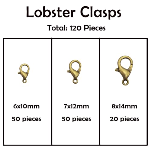 INSPIRELLE 900 Pieces Open Jump Rings and 120 Pieces Lobster Clasps Metal Split Rings Connector Rings for Jewelry Making Bronze - color: Bronze