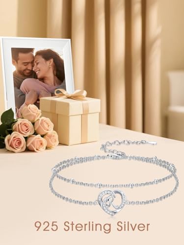 Dorunmo Initial Anklet 925 Sterling Silver Letter A-Z Layered Heart Anklet Beach Jewelry Birthday Gifts for Women - color: R