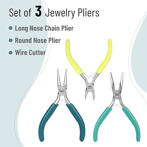 Mr. Pen- Pliers for Jewelry Making, 3 Pack, Chain Nose | Round Nose Pliers Set and Wire Cutter for Beading, Wire Wrapping, Jump Rings, Jewelry Repair, Crafting, DIY - color: Shades of Green