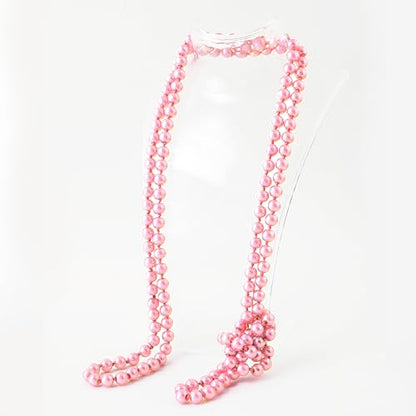 BABEYOND Long Pearl Necklace Faux Pearls Necklace Set Beaded Long Pearls Necklace 1920s Gatsby Costume Jewelry - color: Pink