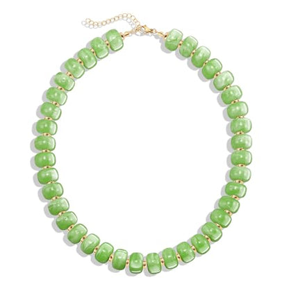 AOZEL Chunky Resin Beaded Necklace for Women Colorful Bead | Summer Beach, Waterproof, Fade Resistant, Adjustable Length, Boho Statement, for Daily Wear & Gifting - color: Pink