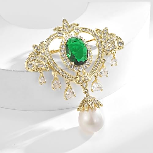 Brooches and Pins for Women Elegant Flower Pearl Brooches Costume Broches Jewelry Lady Christmas Pin for Women - style: Retro