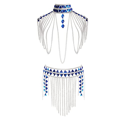 Women's Sexy Suit Body Chain - color: F-Silvery Colour