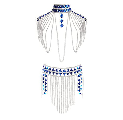 Women's Sexy Suit Body Chain - color: F-Silvery Colour