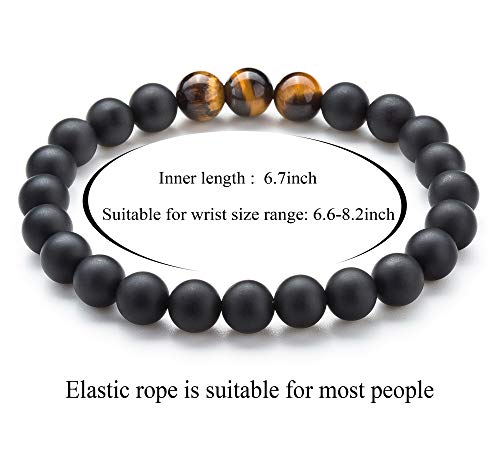 Men Women 8mm Tiger Eye Stone Beads Bracelet - color: A-2 Pcs Set 1-21003
