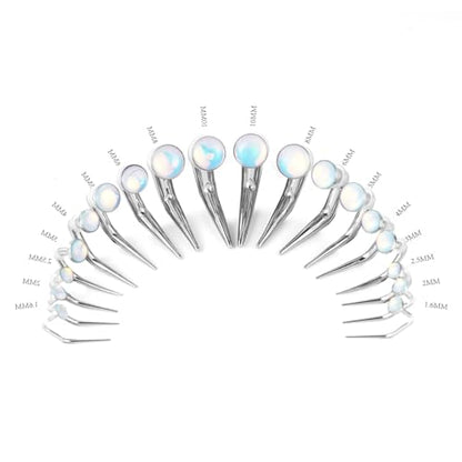 TBOSEN 18PCS Stainless Steel Stretching Kit Taper Bend Expander O-Ring Round | Flower | Heart | Cat Top Body Piercing Jewelry Set - color: Aurora Round Top,Silver