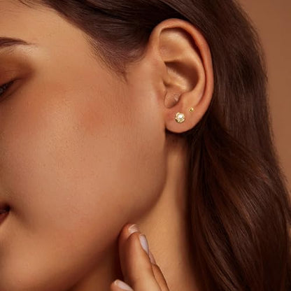 IMBOS Pearl Earrings 14k Gold Plated Daisy Flower Stud Earrings for Women Ball Stud Flat Back Earring Hypoallergenic Statement Earring Trendy Jewelry Gift for Women - color: Gold-Caged Pearl Ball