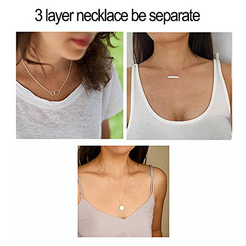 YANCHUN Layered Necklaces for Women Gold Necklace Stack Star Heart Choker Dainty Necklace Love Heart Chain Jewelry Gifts for Women - color: E:Silver Layer Circle Necklace