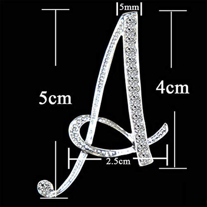 Letter Brooch Pins Initial Rhinestone Brooch for Women Crafts Silvery A-Z - color: Silver A