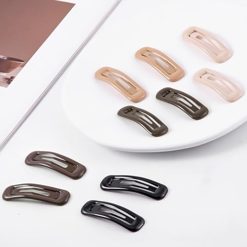 20 PCS Small Rectangle Hair Barrettes For Women Non Slips Snap Clips For Thin Fine Hair,Bright Black Brown Beige,1.97 x 0.55Inch - color: Bright Black Brown Beige