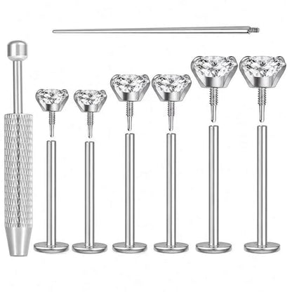 Uni-J Flat Back Stud Earrings for Women Hypoallergenic Surgical Stainless Steel Internal Thread Tragus Helix Cartilage Conch Nose Monroe Labret Medusa Piercing Jewelry /Be Equipped With Piercing Ball Grabber Tool(18G/20G - Gold/Silver/Black/Rose Gold) - c