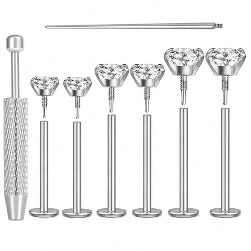 Uni-J Flat Back Stud Earrings for Women Hypoallergenic Surgical Stainless Steel Internal Thread Tragus Helix Cartilage Conch Nose Monroe Labret Medusa Piercing Jewelry /Be Equipped With Piercing Ball Grabber Tool(18G/20G - Gold/Silver/Black/Rose Gold) - c