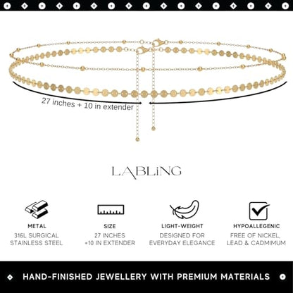 Gold Belly Waist Chain for Women | Layered Belly 14K Gold Plated Chain Adjustable Bikini Belly Beads Body Chain Waterproof | Jewelry Gift - color: Style 2