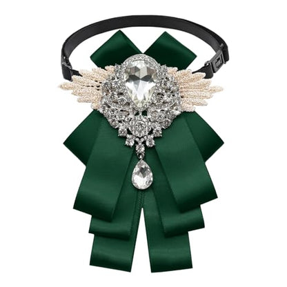 Big Rhinestone Bow Ties，Bowtie Pre-Tied Bowties Men Women | Suit for tuxedo party wedding - color: Green
