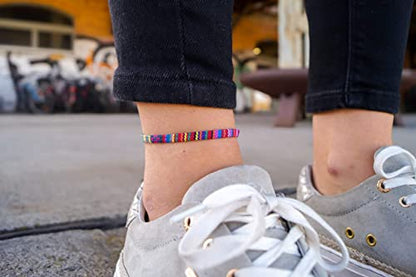 Made by Nami Surfer Anklet for Men and Women Waterproof and Adjustable Surfer Ankle Bracelet String Ankle Bracelet Beach Accessory for Ethnic Hippie Style - color: Deep Multi