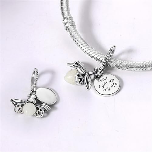 HappyStar 925 Sterling Silver Animal Dogs Charms Pendants fit Pandora Bracelets Necklaces Flowers Sports Travel Charms for Bracelets Women Jrwelry Gifts(with one Spacer Bead Charms) - style: Firefly charm