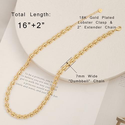 Aobei Pearl 18K Gold Plated Paperclip Chain Choker Satellite Chain Freshwater Cultured Biwa Pearl Pendant Necklace Dainty Turquoise Jewelry for Women - color: 18K Gold Plated OI Chain