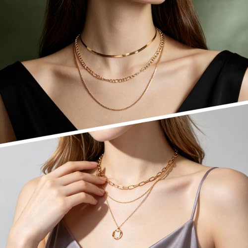 Gold/Silver Jewelry Set for Women Layered Bracelets Ball Dangle Hoop Earrings Stackable Knuckle Rings Set Dainty Adjustable Necklaces Valentine Anniversary Trendy Party Costume Accessories Jewelry - style: Unique