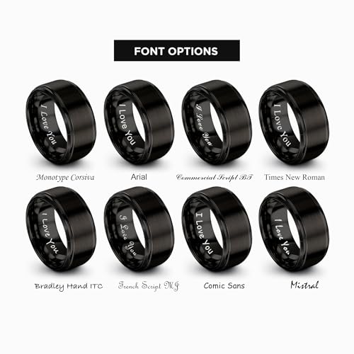 Tungsten Wedding Band Ring Black 10mm Men Women Comfort Fit 18k Rose Gold Step Edge Brushed Polished - color: Black Tungsten
