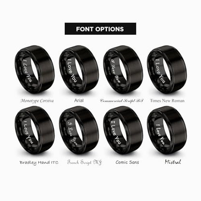 Tungsten Wedding Band Ring Black 10mm Men Women Comfort Fit 18k Rose Gold Step Edge Brushed Polished - color: Black Tungsten