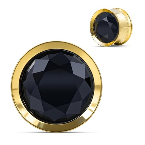 COOEAR Ear Gauges Plugs Stainless Steel/Black/Gold Crystal Ear Plugs Screw Back Tunnel Expander Stretcher Piercing Jewelry. - color: S8768J, size: 12mm