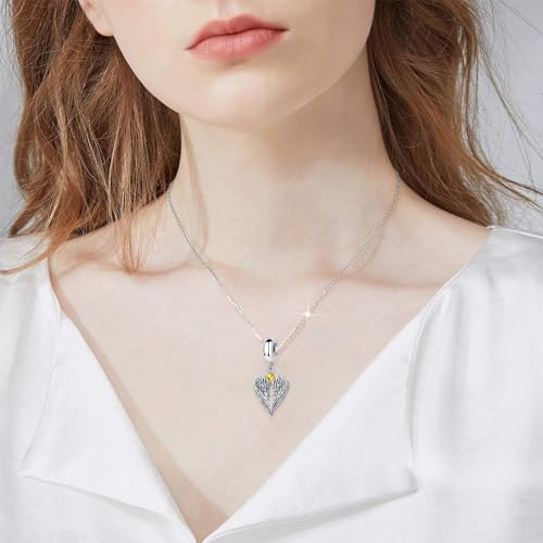 12 Birthstone Guardian Angel Wing Dangle Charm for Pandora Bracelet Women Present - style: Angel wing-Nov Birthstone
