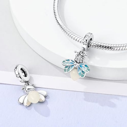 MULA 925 Sterling Silver Charms for Bracelets and Necklace Family Pendants | Airplane Travel Dangle Beads Family Tree Jewelry Charms for Women - color: Summer Glowworm