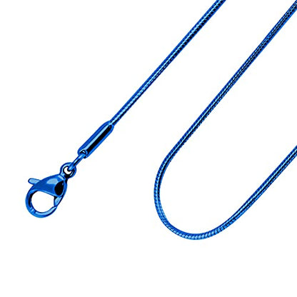 555Jewelry 1.2mm Stainless Steel Snake Chain Necklace for Men & Women, 16-28 Inch - color: Blue