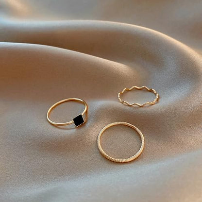 Adjustable Golden/Silver Plated Stacking Rings Set for Women,Vintage Stackable Joint Finger Midi Rings Dainty CZ Pearl Simple Twist Hollow Cute Rings Pack Jewelry Gift