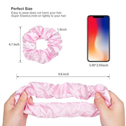 Ivyu 16 Pcs Pink Satin Hair Scrunchies for Women's Thick Curly Hair, No Crease Hair Ties, No Damage, Fit for All Kinds of Hair - color: Pinkness