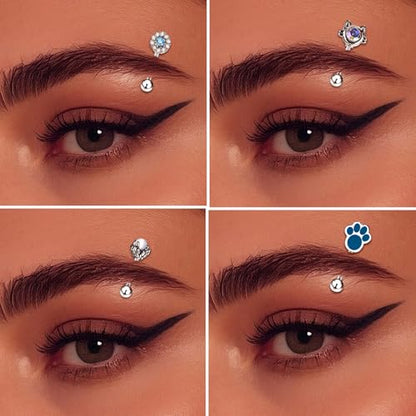 OIDEA 7PCS Eyebrow Piercing Jewelry: 16G Stainless Curved Barbell Eyebrow Ring Vertical Labret Lip Ring Piercing Jewelry - color: silver-2