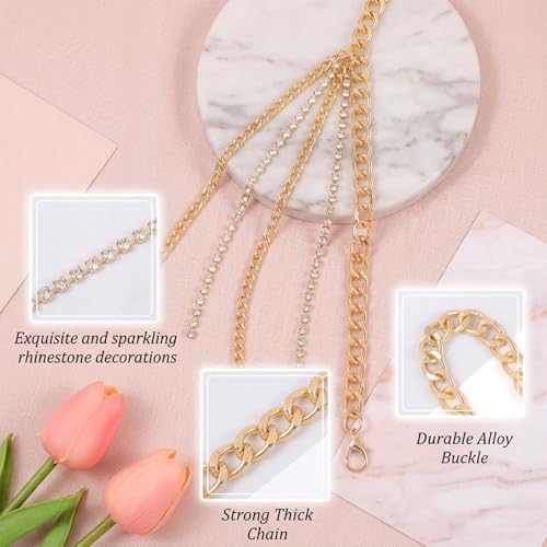 Molain Gold Waist Chain Belt for Women, Multilayer Sparkly Rhinestones Body Belly Waist Chain Belts Elegant Jewelry Accessories Body Decorate for Dresses Jeans Skirts Trouser