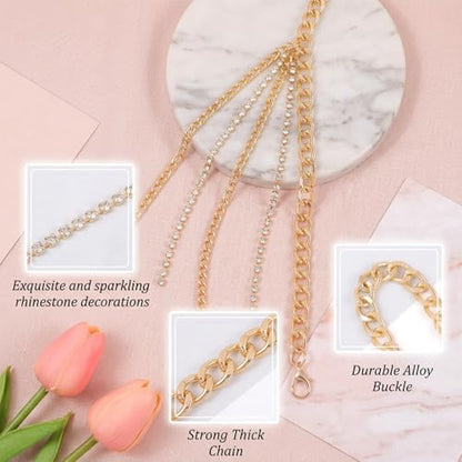 Molain Gold Waist Chain Belt for Women, Multilayer Sparkly Rhinestones Body Belly Waist Chain Belts Elegant Jewelry Accessories Body Decorate for Dresses Jeans Skirts Trouser