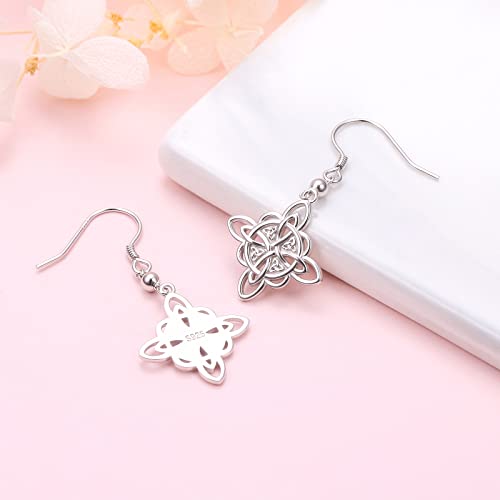 S925 Sterling Silver Celtic Knot Earrings for Women Irish Good Luck Drop Dangle Hook Earrings - style: Dangle Fish Hook - Witch's Knot