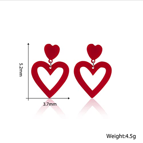 Set Heart Love Couple Colorful Stud Hoop Dangle Earrings 80 90s Retro Earrings Rectangle for Women Jewelry Gifts Geometric Valentine’s Day Neon Bright Fluorescence Costume - color: light pink