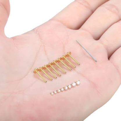 Xpircn Flat Back Stud Earrings 14K Gold Plated Internally Threaded CZ Stud Piercing Jewelry for Tragus Helix Cartilage Conch Nose Hypoallergenic Lip Labret Medusa Piercing 16G 18G - color: 18 Gauge, Gold, size: 12mm Bar