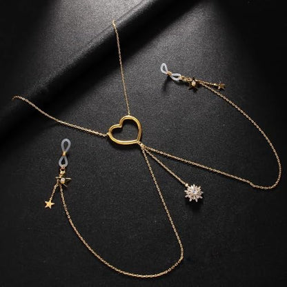 Star Dangle Non Piercing Nipple Rings Body Chain for Women Cubic Zirconia Flower Pendant Heart Choker Necklace Fake Nipple Rings Bikini Bra Body Jewelry for Clothing Accessories